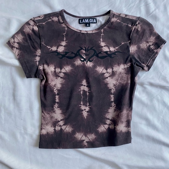 I AM GIA Brown Tie Dye Baby Tee - Picture 2 of 5